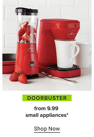 A red blender and pod coffee maker from Kitchen Selectives. Doorbuster, from 9.99 small appliances. Shop now.