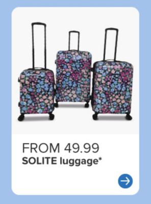 From 49.99 Solite luggage. Floral patterned luggage set with wheels. 