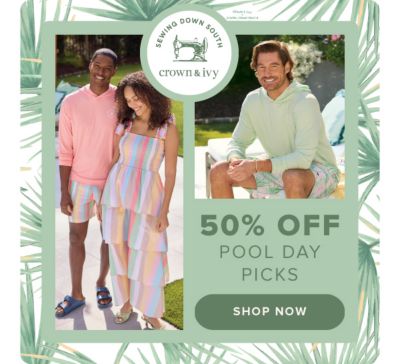 Image of Craig Conover, pool accessories and women in pastel outfits. 50% off the new collab! Shop now.