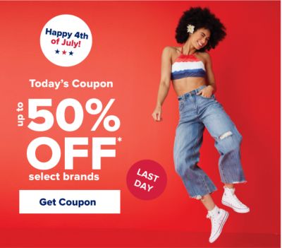 Happy 4th of July! Last Day. Today's Coupon - Up to 50% off select brands. Get Coupon.