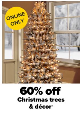 60% off Christmas trees & decor.