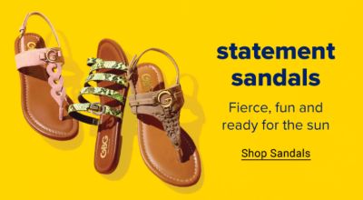 Statement sandals. Fierce, fun and ready for the sun. Shop Sandals.