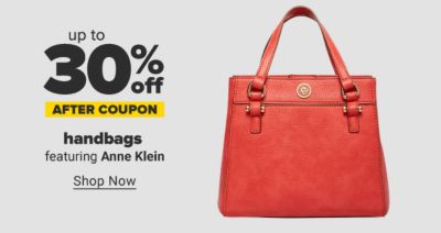 Up to 30% off handbags after coupon featuring Anne Klein. Shop Now.