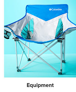 A blue and grey Columbia camping chair