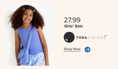 A girl in a blue activewear set. 27.99 girls' sets. YOGALICIOUS. Shop now.