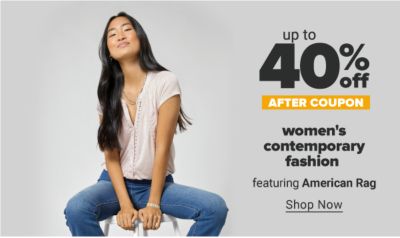 Up to 40% off after coupon women's contemporary fashion featuring American Rag. Shop Now.