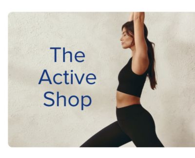 An image of a woman doing yoga in activewear. The active shop.