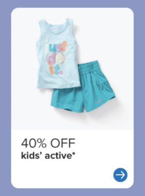 A kids' tank top and shorts. 40% off kids' active. 