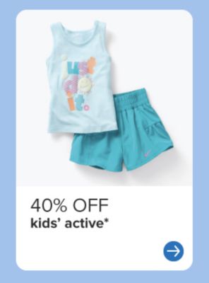 A kids' tank top and shorts. 40% kids' active. 