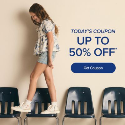 A girl walking on chairs. Today's coupon, up to 50% off. Get coupon.