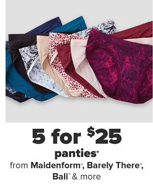 5 for $25 panties from Maiidenform, Barely There, Bali & more.
