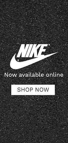 Nike logo. Nike swoosh logo. Now available online. Shop now. 