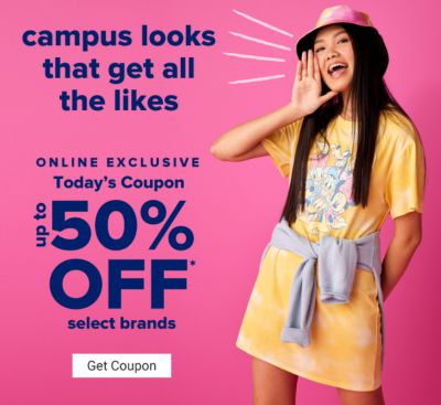 Online Exclusive. Today's Coupon - Up to 50% off select brands. Ends 8/1. Get Coupon.