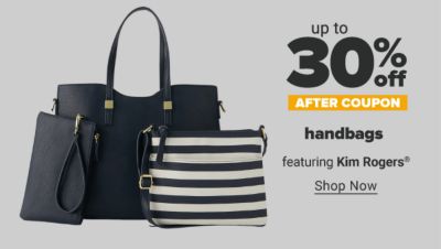 Up to 30% off handbags after coupon featuring Kim Rogers. Shop Now.