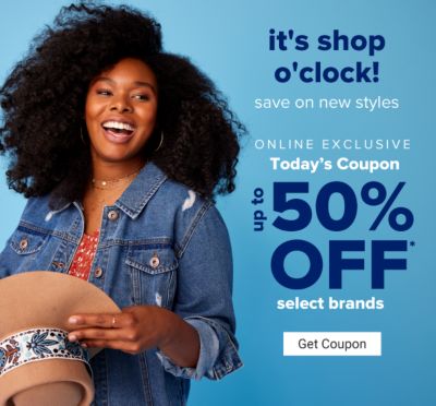 Online Exclusive. Today's Coupon - Up to 50% off select brands. Ends 8/1. Get Coupon.