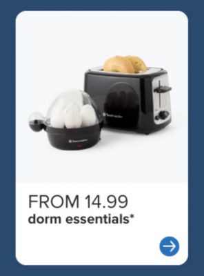Two kitchen appliances. From 14.99 dorm essentials. 
