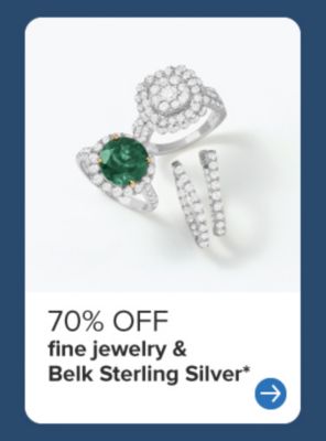 Four rings with different settings. 70% off fine jewelry & Belk Sterling Silver. 