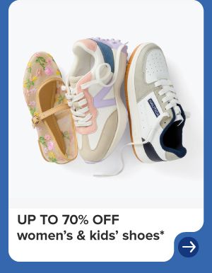 Three different styles of shoes. Up to 60% off kids' shoes. 