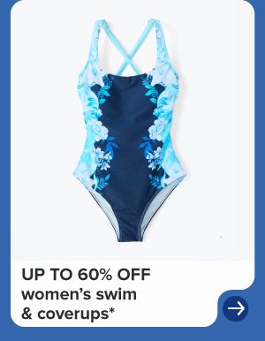 A women's one-piece. 60% off women's swim. 