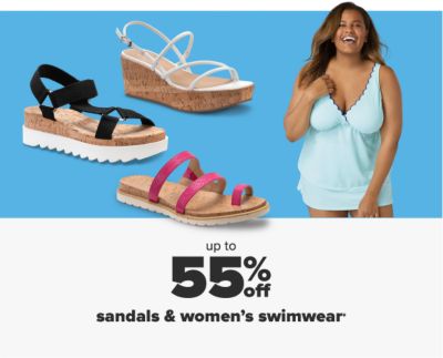 Weekly Spotlight - Make a Splash at the beach & beyond. Up to 55% off sandals & women's swimwear.