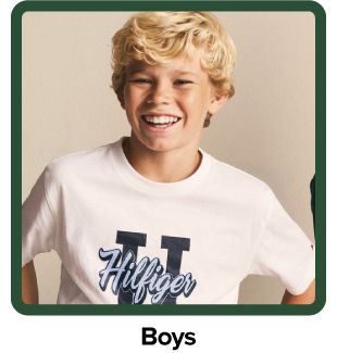 Image of boy and T-shirt, Shop Boys.