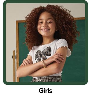 Image of girl in matching set, shop girls. 