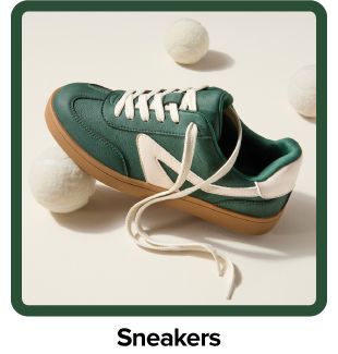 Image of green sneaker, shop sneakers.