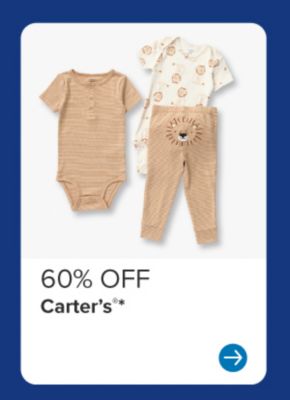 Image of baby clothes. 60% off Carter's.
