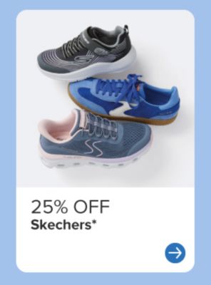 25% off Skechers. Black and blue sneakers. 