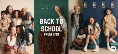 Images of kids in school setting. Back to school from 9.99. Shop now.