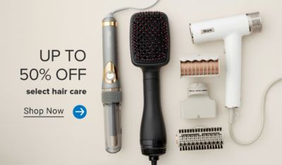 An assortment of hair tools. Up to 50% off select hair care. Shop now.