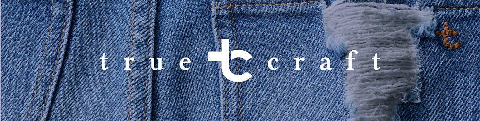 Image of ripped jeans. True Craft logo. Shop True Craft.