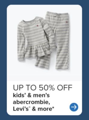 Up to 50% off kids' & men's abercrombie, Levi's® & more. A girls' activewear shirt and pants. 
