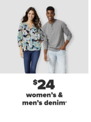 $24 women's & men's denim.