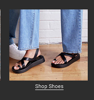 Image of black leather sandals Shop Shoes