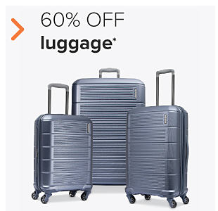Three gray rolling suitcases. 60% off luggage. 