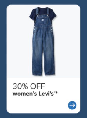 A pair of overalls and a t-shirt. 30% off women's Levi's®. 