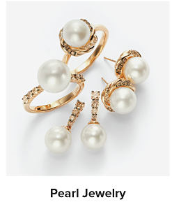 Gold rings and earrings with pearls. Pearl jewelry