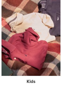 An image of kids clothing in a variety of colors. Shop kids.