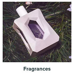 A purple fragrance bottle. Shop fragrances.