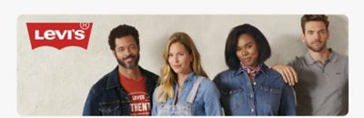 Two men and two women wearing Levi's apparel.