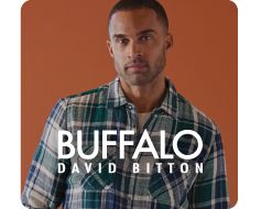 Image of a man in a plaid shirt. Shop Buffalo David Bitton.