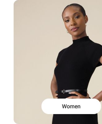 Image of a woman wearing a black short sleeve turtle neck. The Limited. Make every day your personal success. Shop Women.