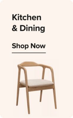 Wooden dining chair with beige padded seat. Shop kitchen and dining room furniture.