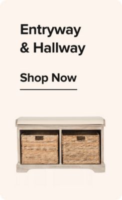 Entryway bench with wicker baskets. Shop entryway and hallway furniture.