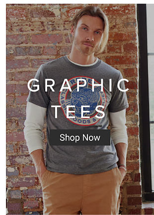 Image of man in t-shirt Graphic Tees Shop Now