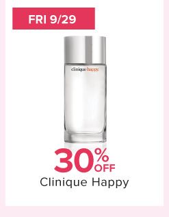 Fri 9/29 30% off Clinique Happy