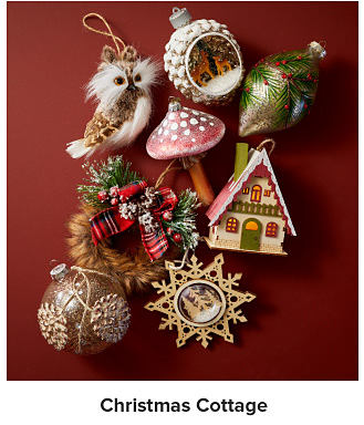 Cottage themed Christmas ornaments. Shop Christmas Cottage.