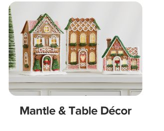 A Christmas village. Shop mantle and table decor.