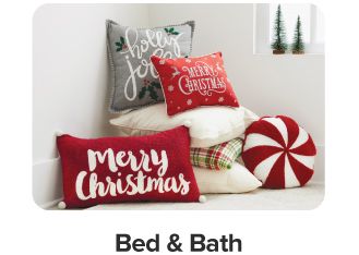 Christmas throws and pillows. Shop bed and bath.